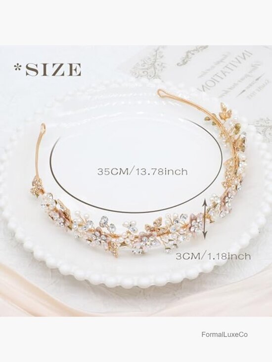 Pearl Crystal Floral Wedding Headband Hair Accessory Bride Party Prom main image 4